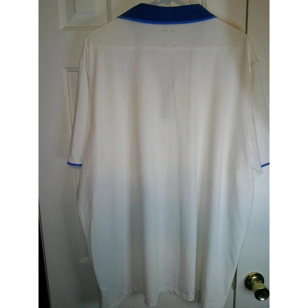 Adidas Golf Polo Shirt ClimaCool Athletic Training‎ White Blue 2XL